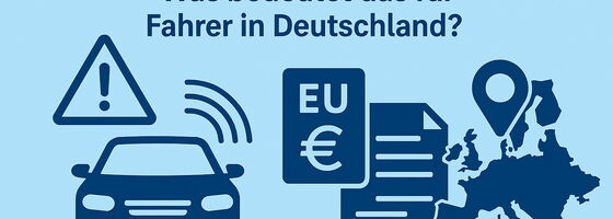 Grafik in blauem Farbton und deutscher Sprache zum Verkehrsverstoß im Ausland